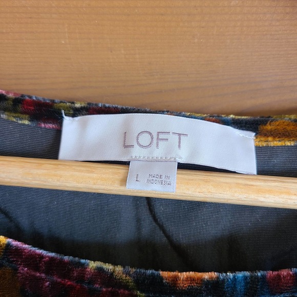 Loft Velvet Dark Floral Cold Shoulder Tie Sleeve Blouse Large Boho Garden - Picture 5 of 7